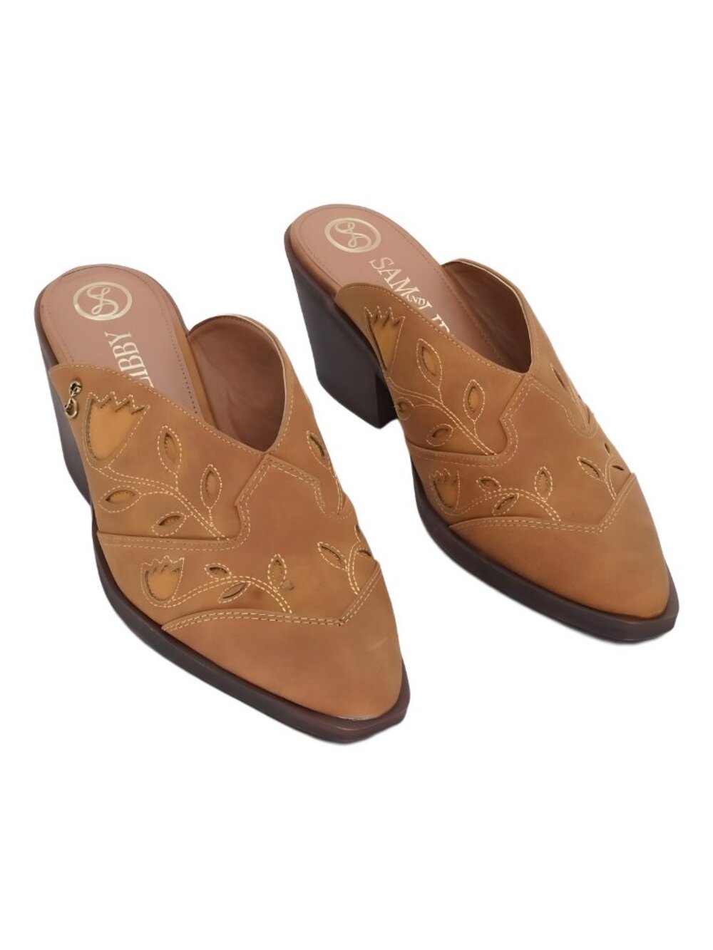 Sam and Libby Womens Floren Western Slip On Mule Sienna Brown Sz 9M